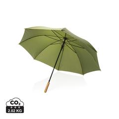 Vue Parapluie 27" en rPET et bambou ouverture auto Impact AWARE™ de couleur vert| Krokrodeal