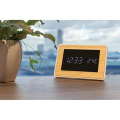 Vue Horloge LED en bambou et plastique RCS Utah de couleur marron| Krokrodeal