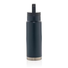 Vue Bouteille isotherme étanche avec poignée de couleur bleu| Krokrodeal