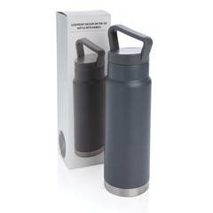 Vue Bouteille isotherme étanche avec poignée de couleur gris| Krokrodeal