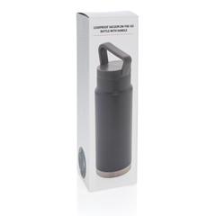 Vue Bouteille isotherme étanche avec poignée de couleur gris| Krokrodeal