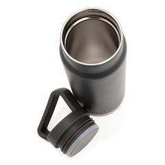 Vue Bouteille isotherme étanche avec poignée de couleur gris| Krokrodeal