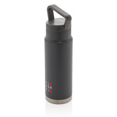 Vue Bouteille isotherme étanche avec poignée de couleur gris| Krokrodeal
