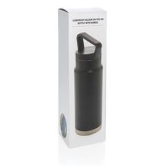 Vue Bouteille isotherme étanche avec poignée de couleur noir| Krokrodeal