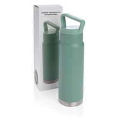 Vue Bouteille isotherme étanche avec poignée de couleur vert| Krokrodeal