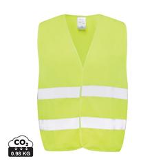 Vue Gilet haute visibilité de signalisation en rPET GRS de couleur jaune| Krokrodeal