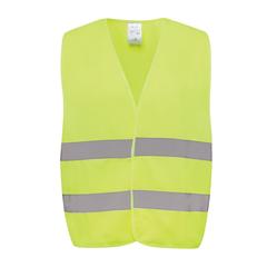 Vue Gilet haute visibilité de signalisation en rPET GRS de couleur jaune| Krokrodeal