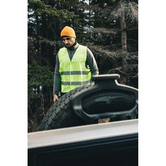 Vue Gilet haute visibilité de signalisation en rPET GRS de couleur jaune| Krokrodeal