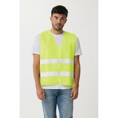 Vue Gilet haute visibilité de signalisation en rPET GRS de couleur jaune| Krokrodeal