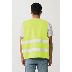 Vue Gilet haute visibilité de signalisation en rPET GRS de couleur jaune| Krokrodeal