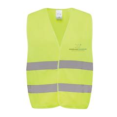 Vue Gilet haute visibilité de signalisation en rPET GRS de couleur jaune| Krokrodeal