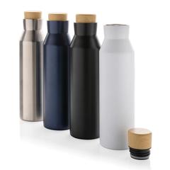 Vue Bouteille iso en acier inoxydable recyclé certifiée RCS Gaia de couleur gris| Krokrodeal