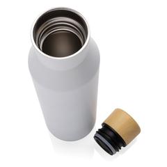 Vue Bouteille iso en acier inoxydable recyclé certifiée RCS Gaia de couleur blanc| Krokrodeal