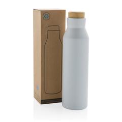 Vue Bouteille iso en acier inoxydable recyclé certifiée RCS Gaia de couleur blanc| Krokrodeal