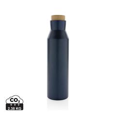 Vue Bouteille iso en acier inoxydable recyclé certifiée RCS Gaia de couleur bleu| Krokrodeal