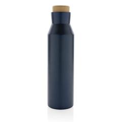 Vue Bouteille iso en acier inoxydable recyclé certifiée RCS Gaia de couleur bleu| Krokrodeal