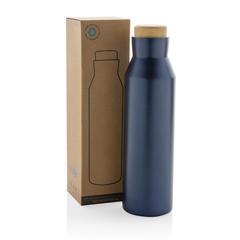 Vue Bouteille iso en acier inoxydable recyclé certifiée RCS Gaia de couleur bleu| Krokrodeal