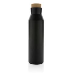 Vue Bouteille iso en acier inoxydable recyclé certifiée RCS Gaia de couleur noir| Krokrodeal