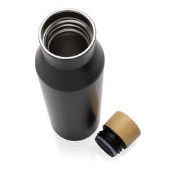 Vue Bouteille iso en acier inoxydable recyclé certifiée RCS Gaia de couleur noir| Krokrodeal