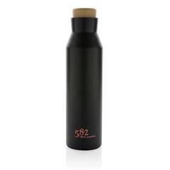 Vue Bouteille iso en acier inoxydable recyclé certifiée RCS Gaia de couleur noir| Krokrodeal