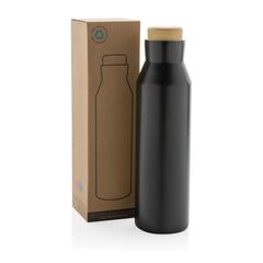 Vue Bouteille iso en acier inoxydable recyclé certifiée RCS Gaia de couleur noir| Krokrodeal