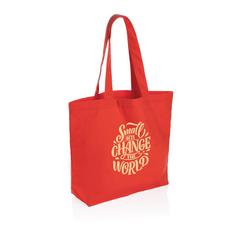 Vue Sac shopping en toile recyclée 240g/m² Impact Aware™ de couleur rouge| Krokrodeal