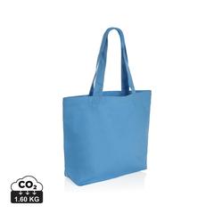 Vue Sac shopping en toile recyclée 240g/m² Impact Aware™ de couleur bleu| Krokrodeal