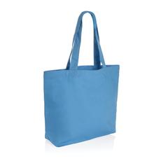 Vue Sac shopping en toile recyclée 240g/m² Impact Aware™ de couleur bleu| Krokrodeal