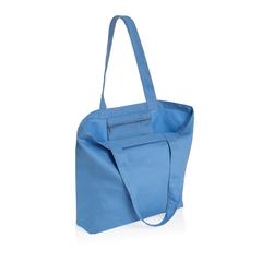 Vue Sac shopping en toile recyclée 240g/m² Impact Aware™ de couleur bleu| Krokrodeal