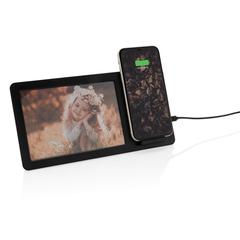 Vue Cadre photo avec chargeur sans fil 5W de couleur noir| Krokrodeal