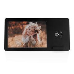 Vue Cadre photo avec chargeur sans fil 5W de couleur noir| Krokrodeal