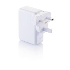 Vue Adaptateur de voyage avec 4 ports USB de couleur blanc| Krokrodeal