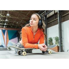 Vue Casque audio ANC en plastique recyclé RCS Urban V Cupertino de couleur noir| Krokrodeal