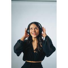 Vue Casque audio ANC en plastique recyclé RCS Urban V Cupertino de couleur noir| Krokrodeal