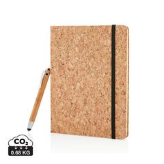 Carnet de notes en liège avec stylo en bambou A5 publicitaire pas cher