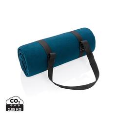 Vue Couverture pique-nique en rPET Impact AWARE™ de couleur bleu| Krokrodeal