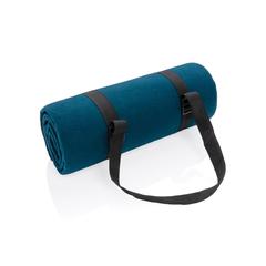 Vue Couverture pique-nique en rPET Impact AWARE™ de couleur bleu| Krokrodeal