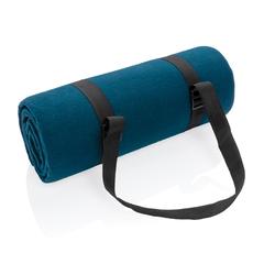 Vue Couverture pique-nique en rPET Impact AWARE™ de couleur bleu| Krokrodeal