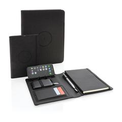 Vue Housse à carnet A5 avec chargeur sans fil 5W Air de couleur noir| Krokrodeal