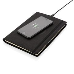 Vue Housse à carnet A5 avec chargeur sans fil 5W Air de couleur noir| Krokrodeal