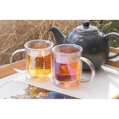 Vue Mug double paroi en verre électroplaqué de couleur translucide| Krokrodeal
