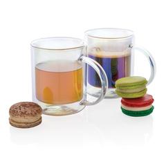 Vue Mug double paroi en verre électroplaqué de couleur translucide| Krokrodeal