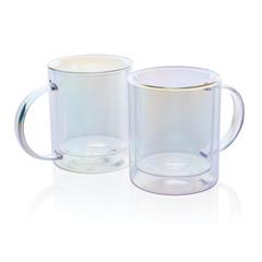 Vue Mug double paroi en verre électroplaqué de couleur translucide| Krokrodeal