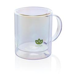 Vue Mug double paroi en verre électroplaqué de couleur translucide| Krokrodeal