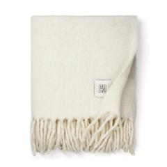 Vue VINGA Plaid en laine mélangée Saletto de couleur blanc| Krokrodeal