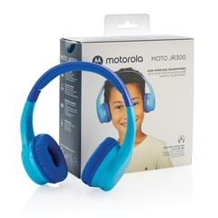 Vue Casque Audio sans fil Motorola JR 300 Kids de couleur bleu| Krokrodeal