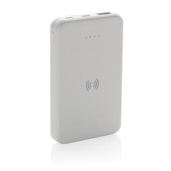 Vue Powerbank 5000mAh avec induction 5W en plastique recyclé RCS de couleur blanc| Krokrodeal