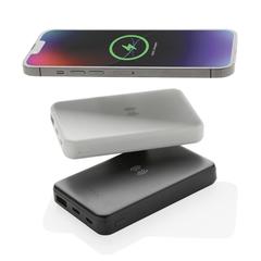 Vue Powerbank 5000mAh avec induction 5W en plastique recyclé RCS de couleur blanc| Krokrodeal