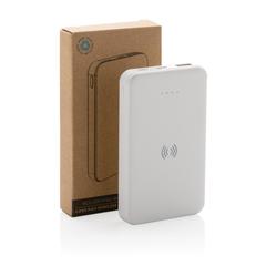 Vue Powerbank 5000mAh avec induction 5W en plastique recyclé RCS de couleur blanc| Krokrodeal