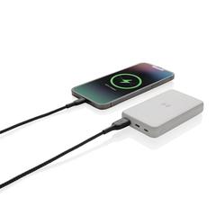 Vue Powerbank 5000mAh avec induction 5W en plastique recyclé RCS de couleur blanc| Krokrodeal
